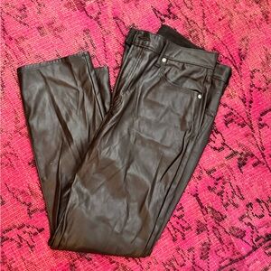 GAP High Rise Faux Leather Pants - Brown